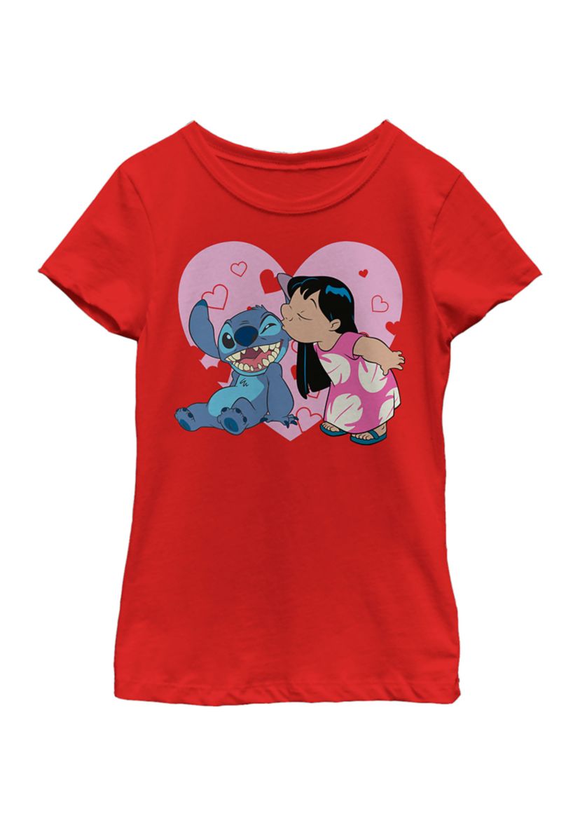 Girls 4-6x Lilo And Valentines Kisses Graphic T-Shirt