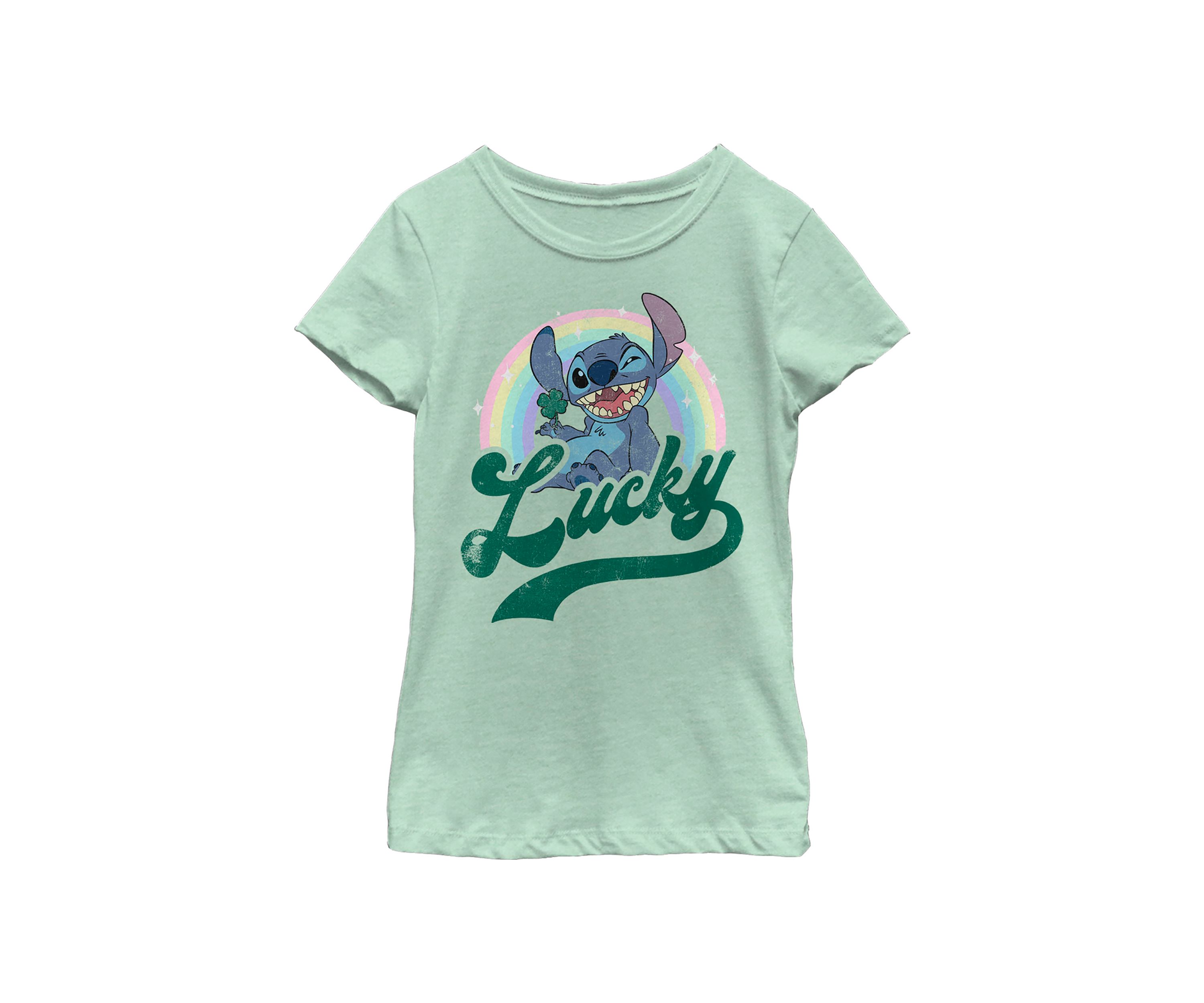 Girls 46x Lilo and Stitch Lucky Rainbow Graphic Top