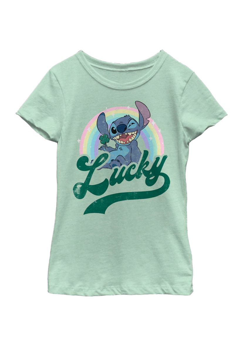 Girls 46x Lilo and Stitch Lucky Rainbow Graphic Top