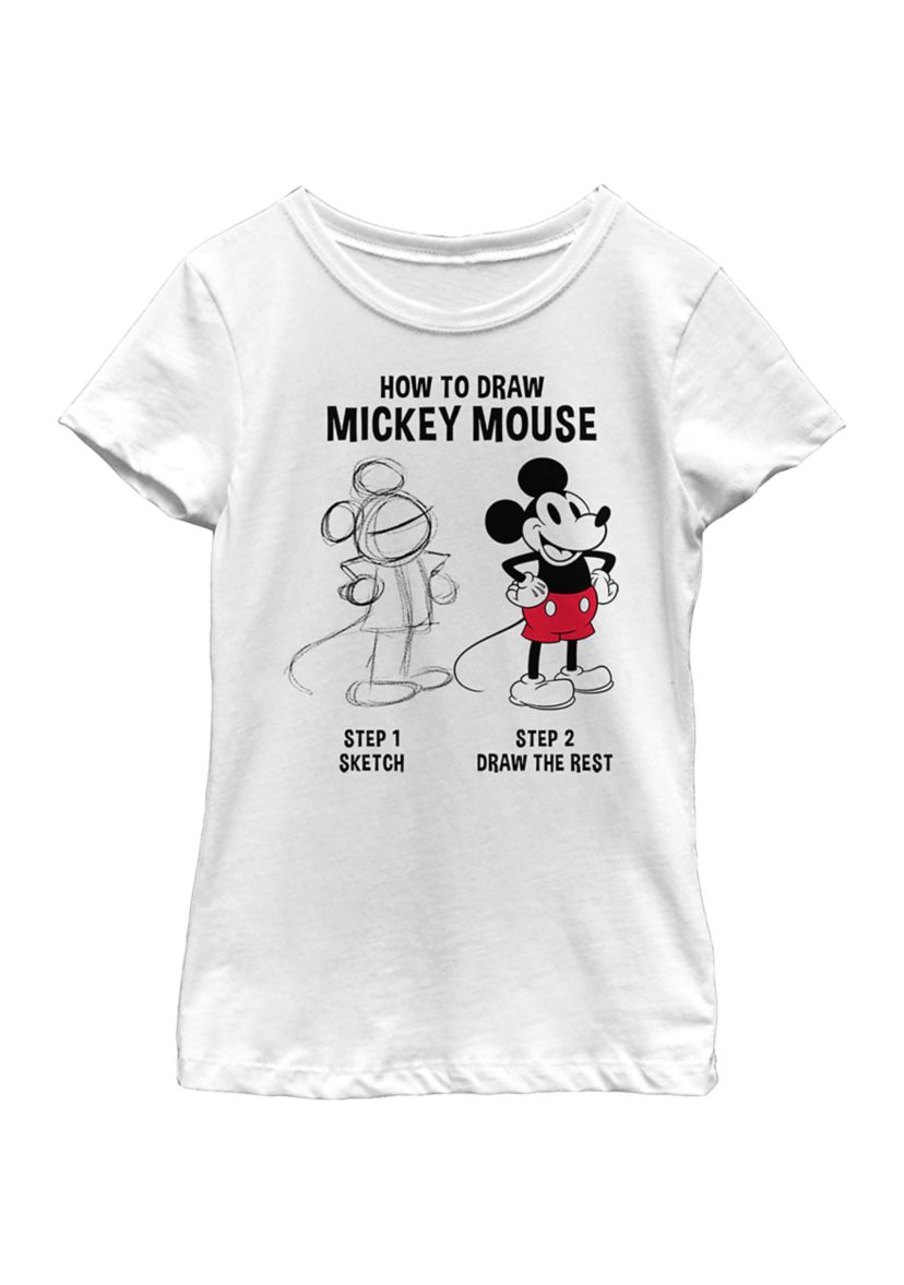 Girls 4-6x Mickey Drawing Graphic T-Shirt