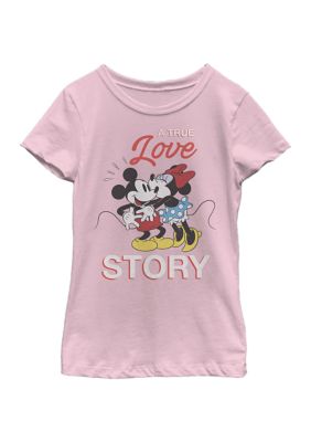 Disney Minnie Girls 4-6x True Love Story Graphic T-Shirt, Pink, Large