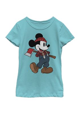 Disney Girls 4-6x Lumberjack Mickey Graphic T-Shirt, Blue, Large