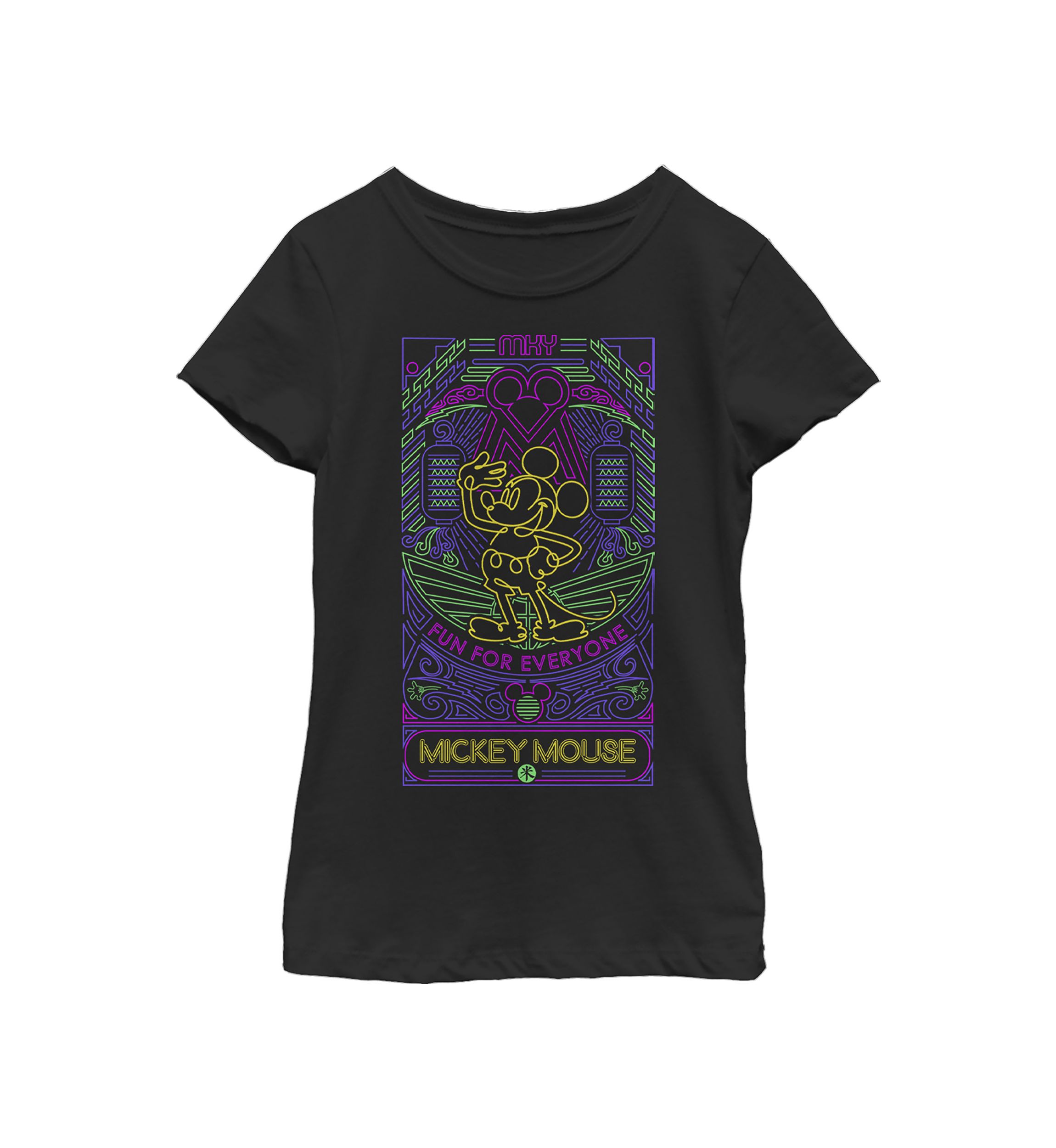 Girls 4-6x Neon Line Art Graphic T-Shirt