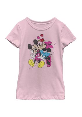 Disney Kids Mickey Minnie Love Graphic T-Shirt, Pink, Small