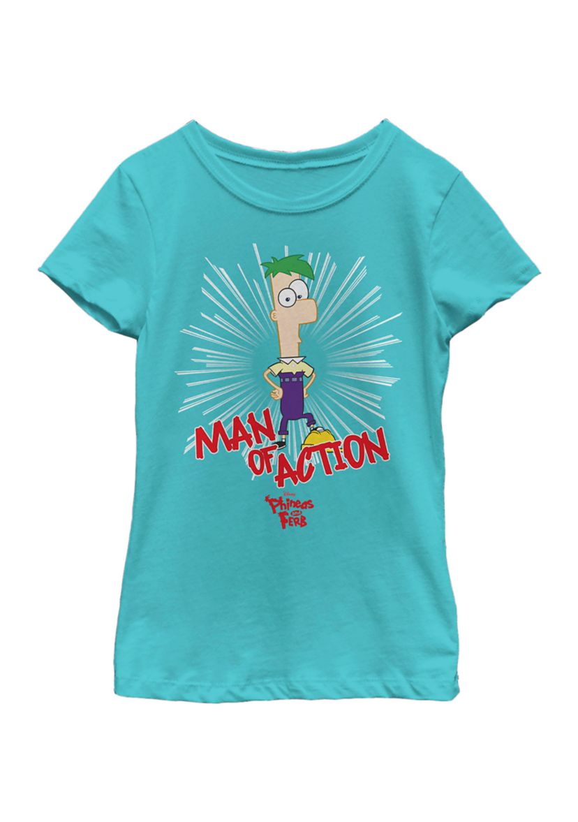 Girls 4-6 Phineas and Ferb Man Of Action Top