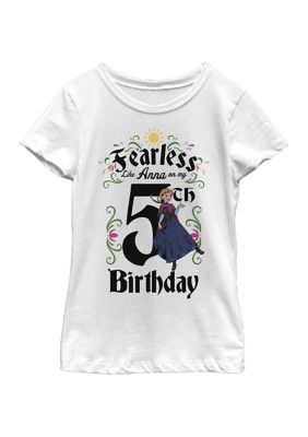Disney Frozen Girls 7-16 Anna Birthday 5 Graphic T-Shirt, White, Small