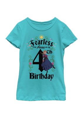 Disney Frozen Girls 7-16 Anna Birthday 4 Graphic T-Shirt, Blue, Large
