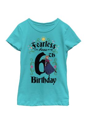 Disney Frozen Girls 7-16 Anna Birthday 6 Graphic T-Shirt, Blue, Small