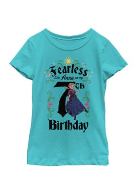 Disney Frozen Girls 7-16 Anna Birthday 7 Graphic T-Shirt, Blue, Large