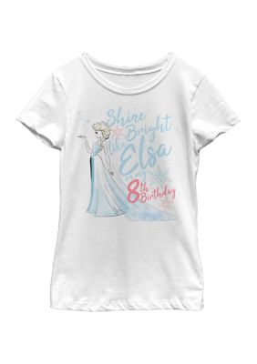 Disney Frozen Girls 7-16 Elsa 8th Birthday Graphic Shirt, White, XSmall