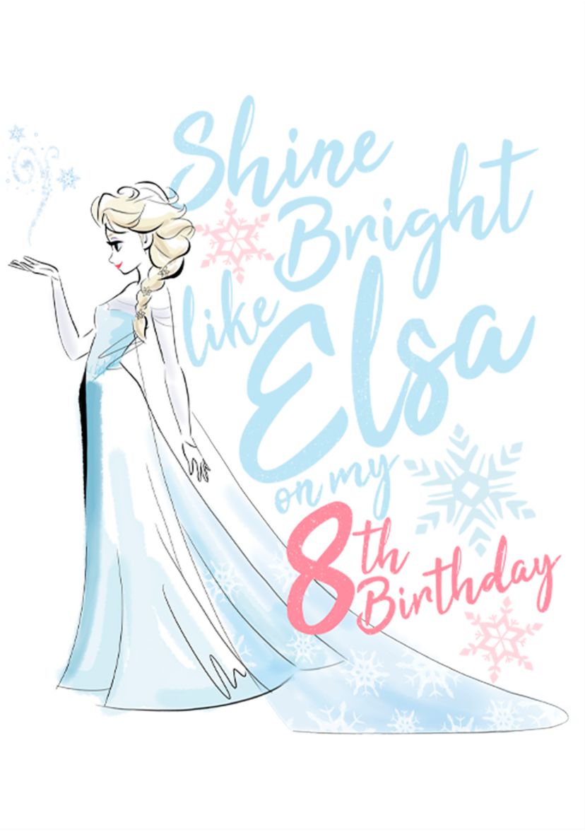 Girls 7-16 Elsa 8th Birthday Graphic Shirt