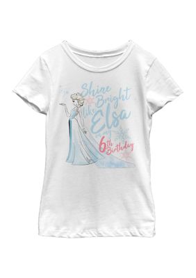 Disney Frozen Girls 7-16 Birthday Queen Six Graphic T-Shirt, White, Small