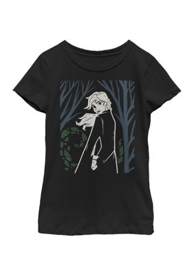 Disney Frozen Girls 7-16 Elsa Wooded Graphic T-Shirt, Black, Small