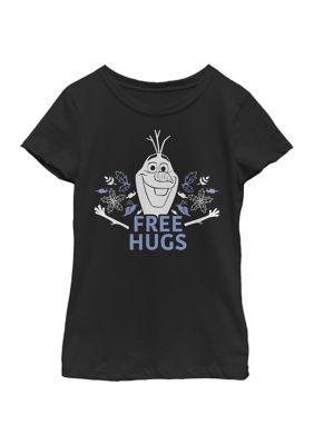 Disney Frozen Girls 4-6x Free Olaf Hugs Graphic T-Shirt, Black, Small