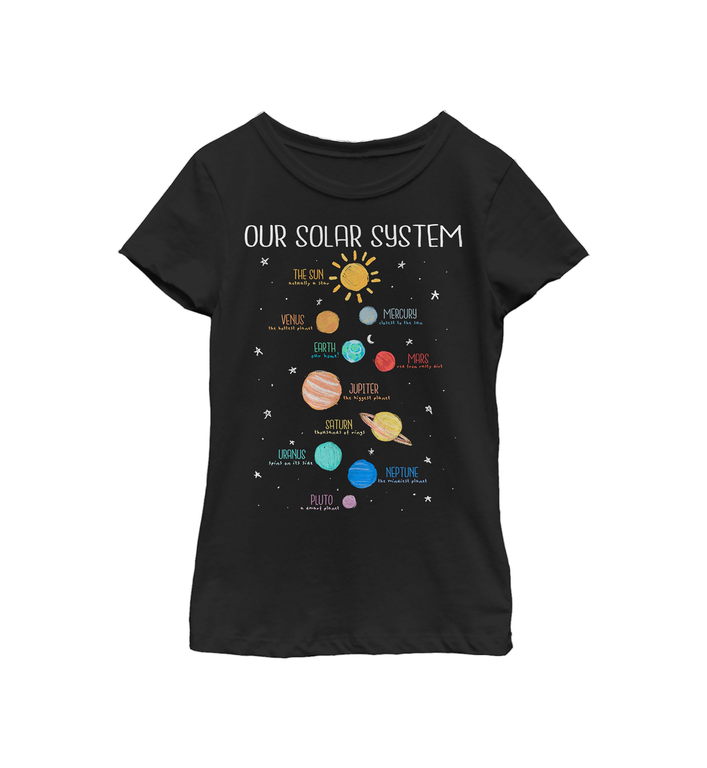 Girls 4-6x Solar System Notes T-Shirt