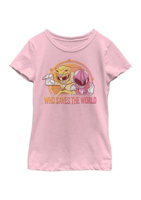Power Rangers Girls 4-6x Who Saves The World Graphic T-Shirt, Pink, XS