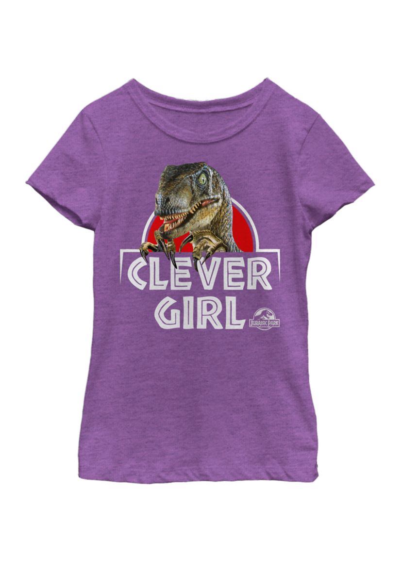 Girls 7-16 Velociraptor Real Clever Short Sleeve Graphic T-Shirt 