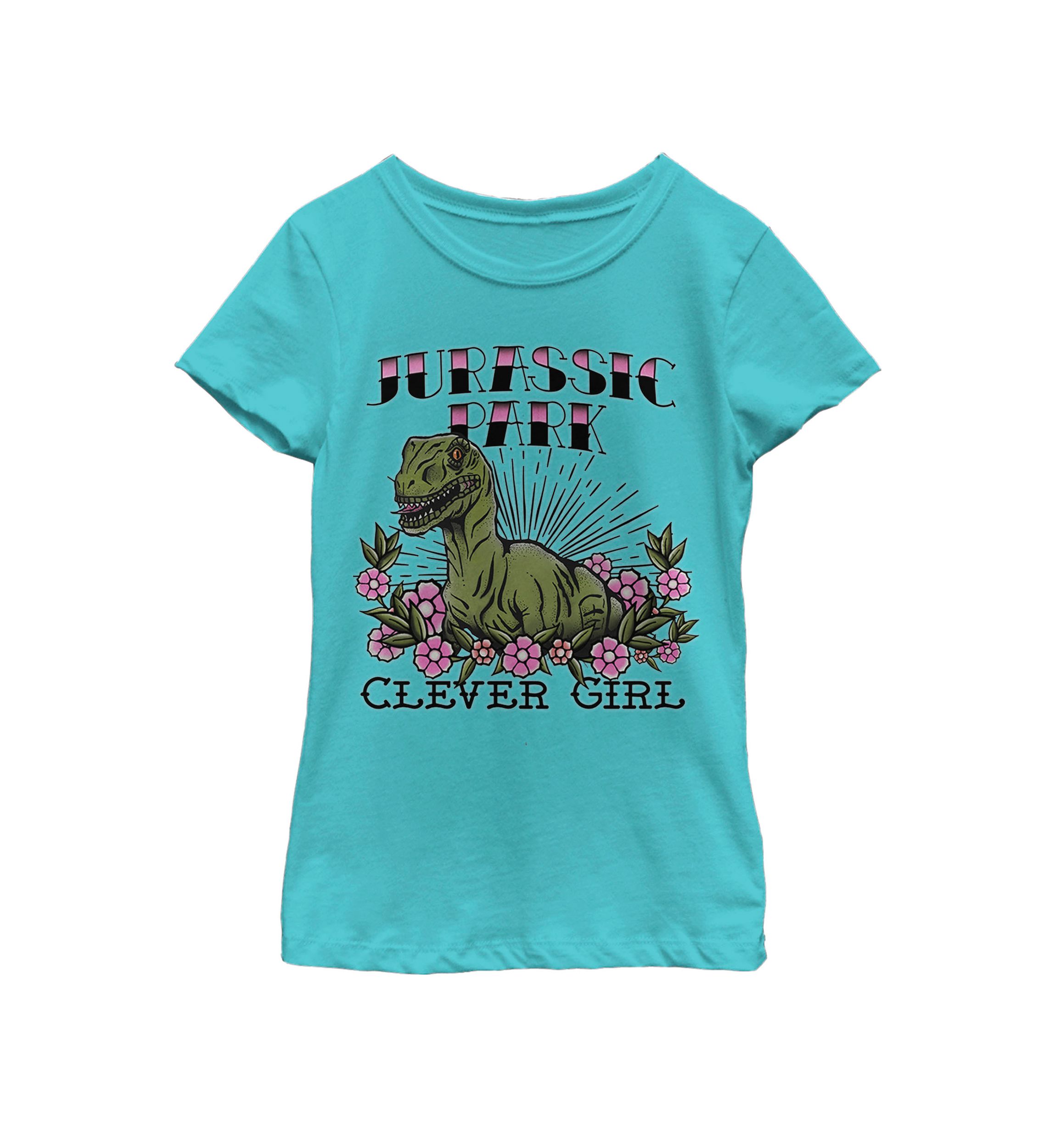 Girls Clever Raptor Tattoo Short Sleeve Graphic T-Shirt