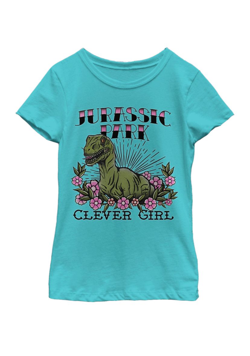 Girls Clever Raptor Tattoo Short Sleeve Graphic T-Shirt