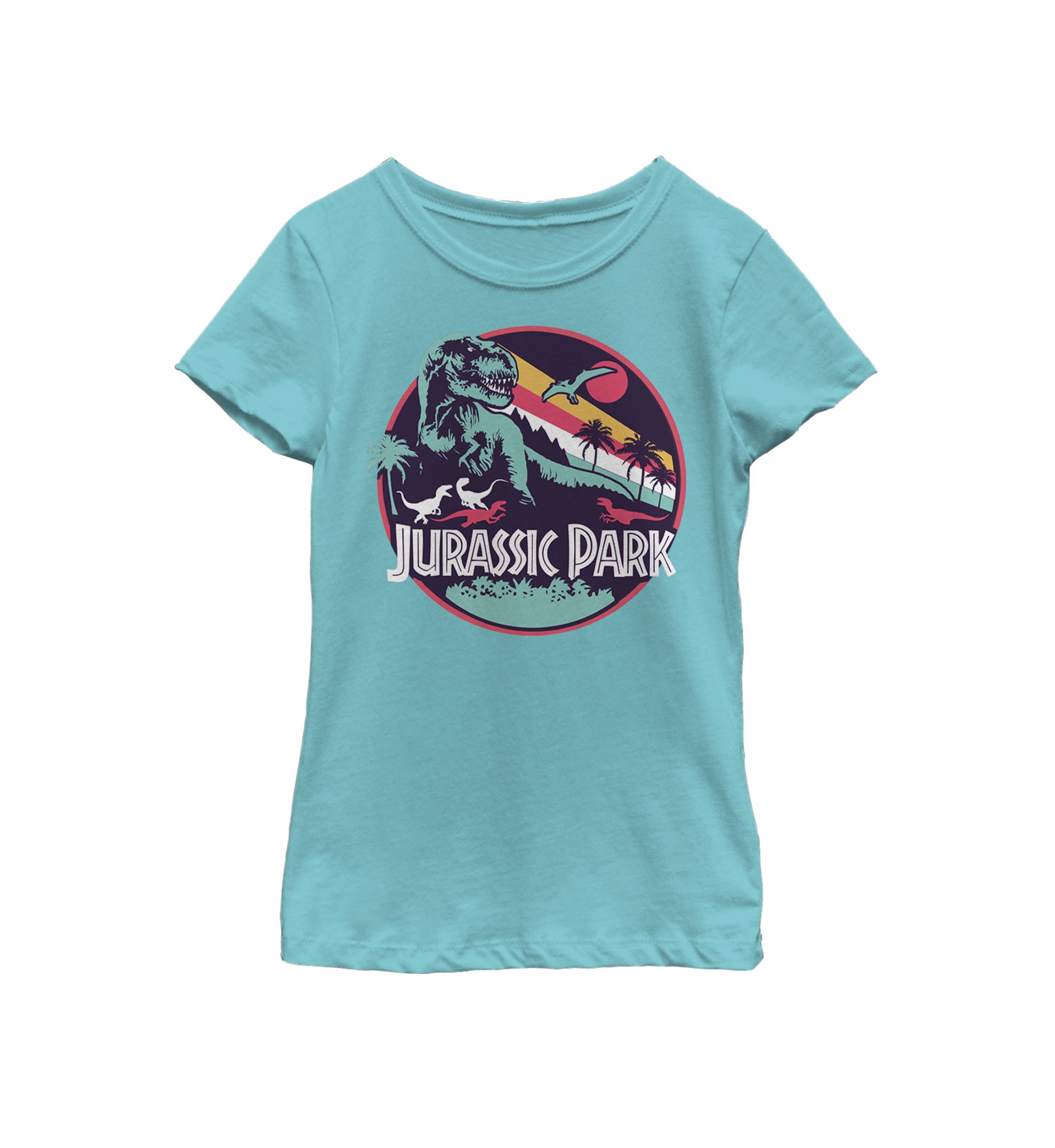 Girls 7-16 Retro Circle Color Stripes Short Sleeve Graphic T-Shirt 