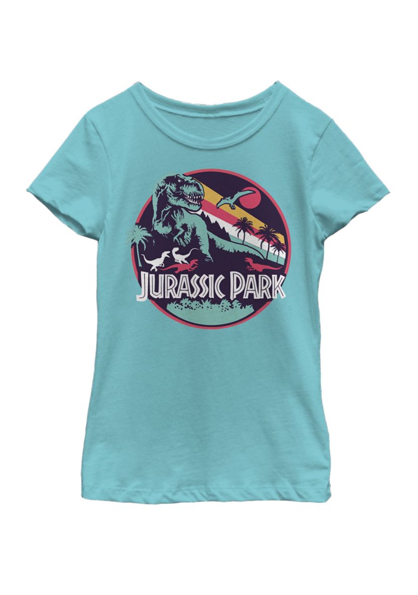 Girls 7-16 Retro Circle Color Stripes Short Sleeve Graphic T-Shirt 