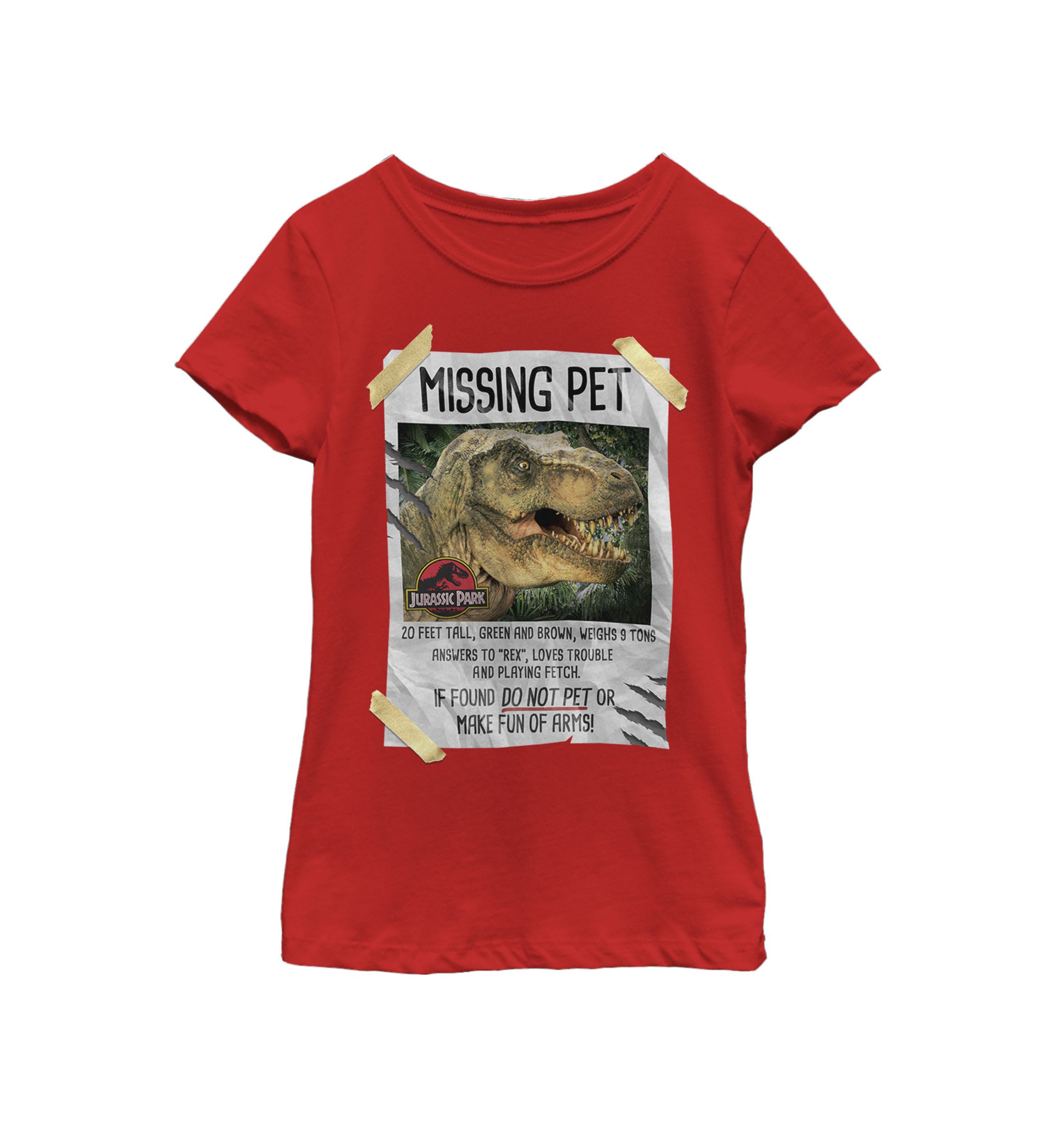Missing Pet T Rex Poster Taped Short Sleeve Graphic T-Shirt
