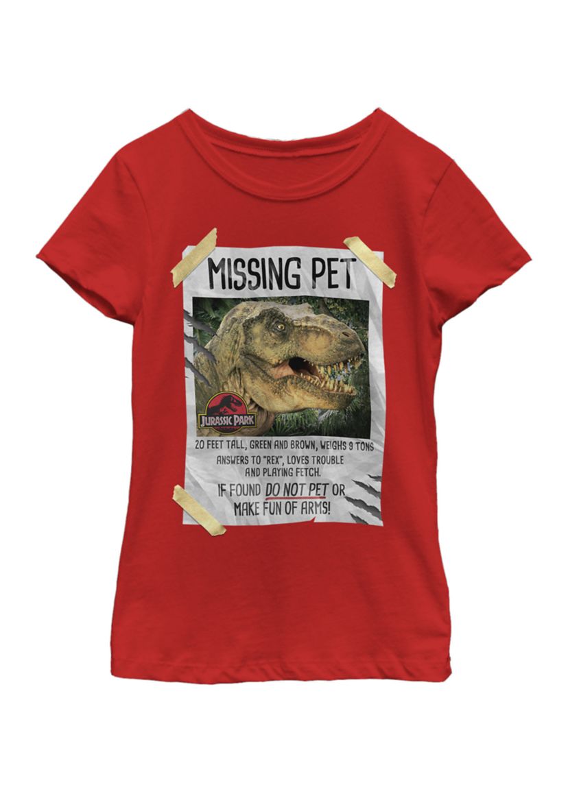 Missing Pet T Rex Poster Taped Short Sleeve Graphic T-Shirt