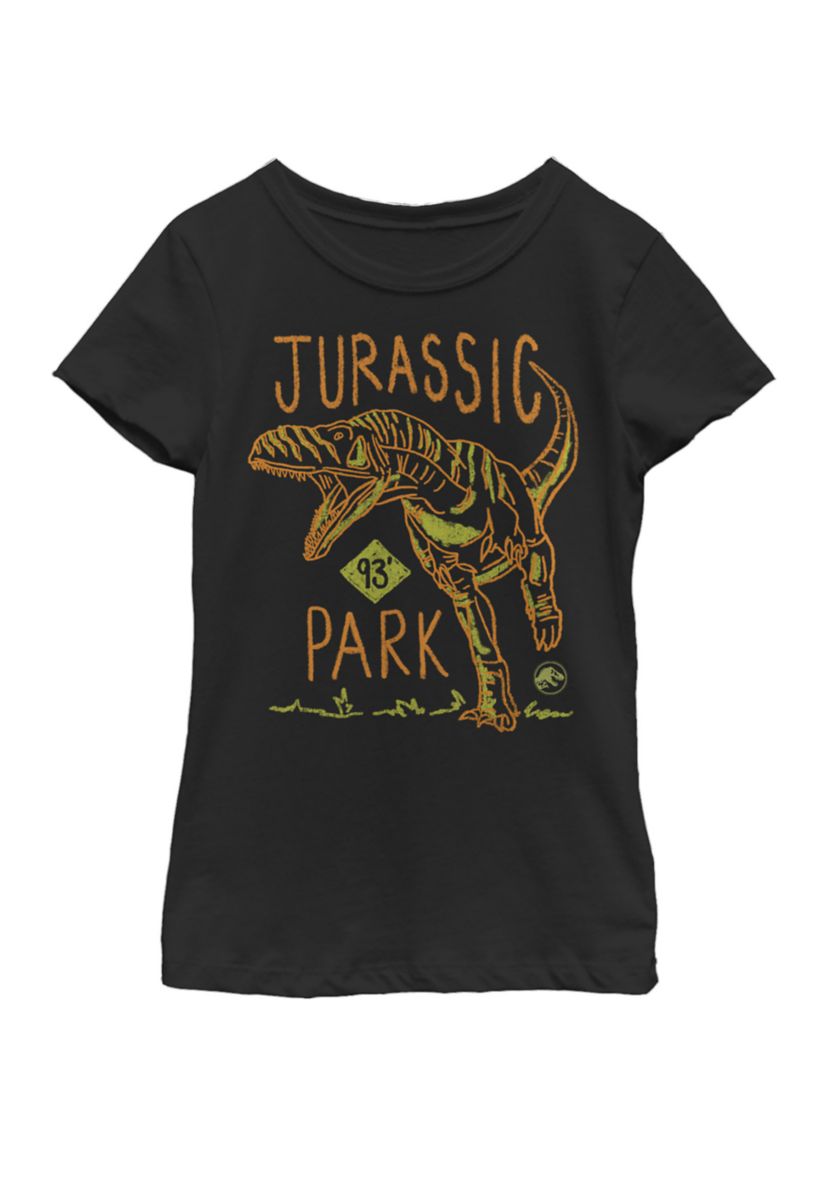 Girls 93 Raptor Color Pencil Doodle Short Sleeve Graphic T-Shirt
