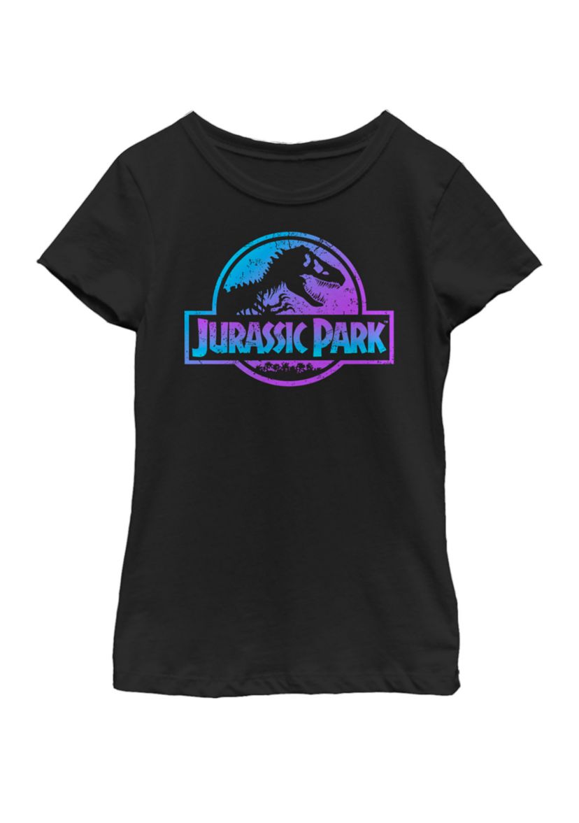 Girls Blue and Purple Fossil Logo Short Sleeve Graphic T-Shirt