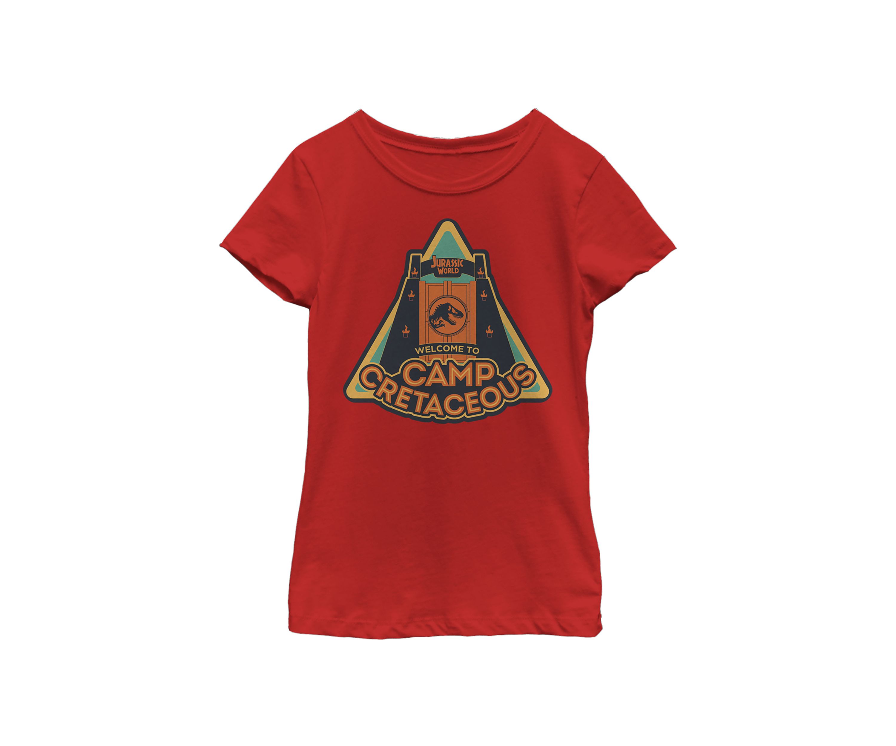 Girls 4-6x Camp Cretaceous Welcome Door Badge Graphic T-Shirt