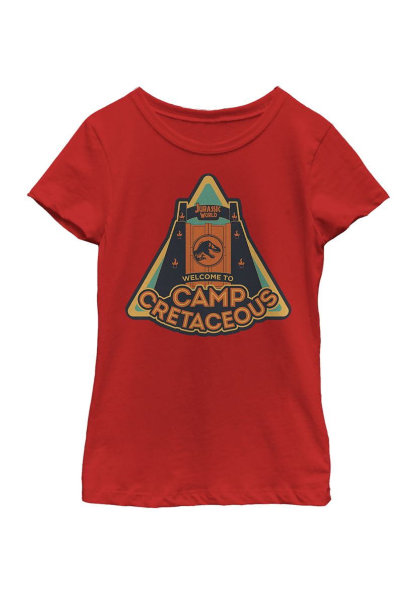 Girls 4-6x Camp Cretaceous Welcome Door Badge Graphic T-Shirt
