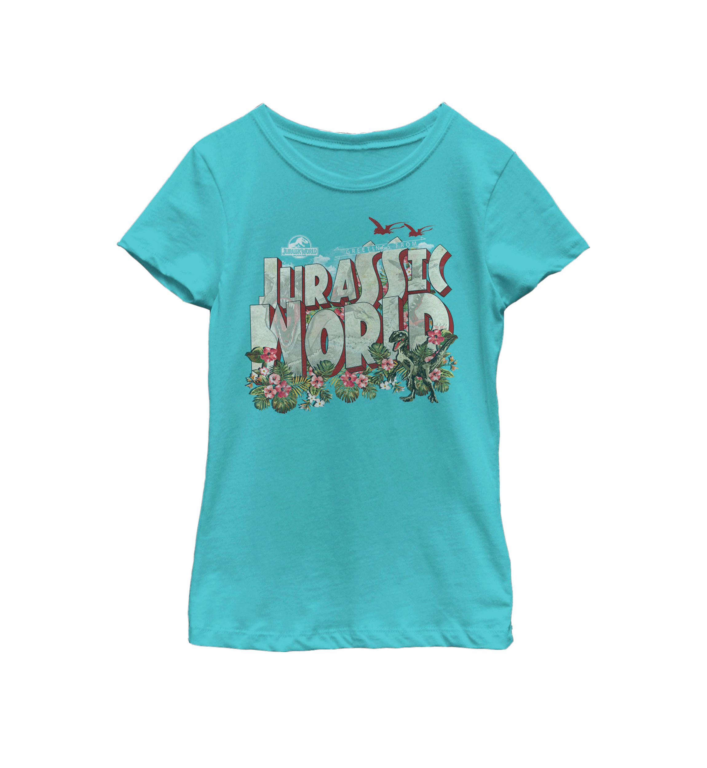 Tropical Raptor Postcard Short Sleeve Graphic T-Shirt