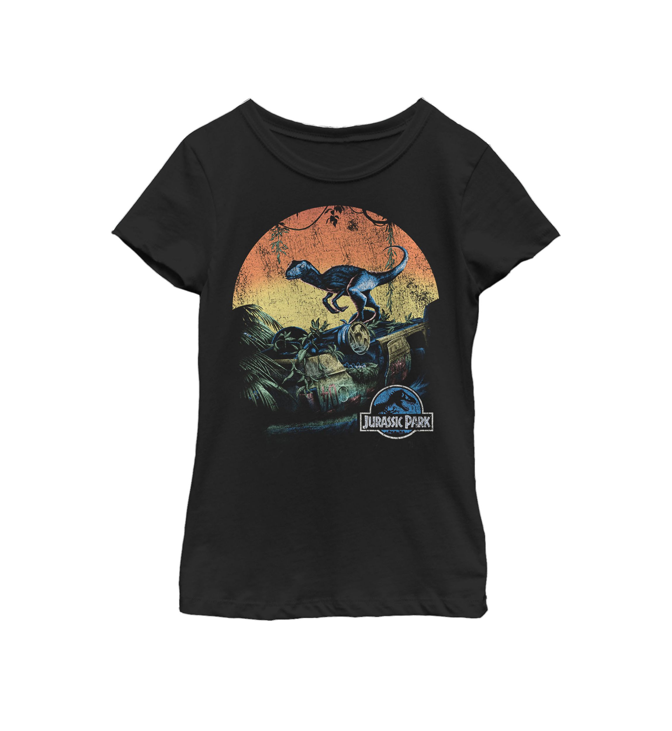 Retro Raptor Sunset in Jungle Short Sleeve Graphic T-Shirt