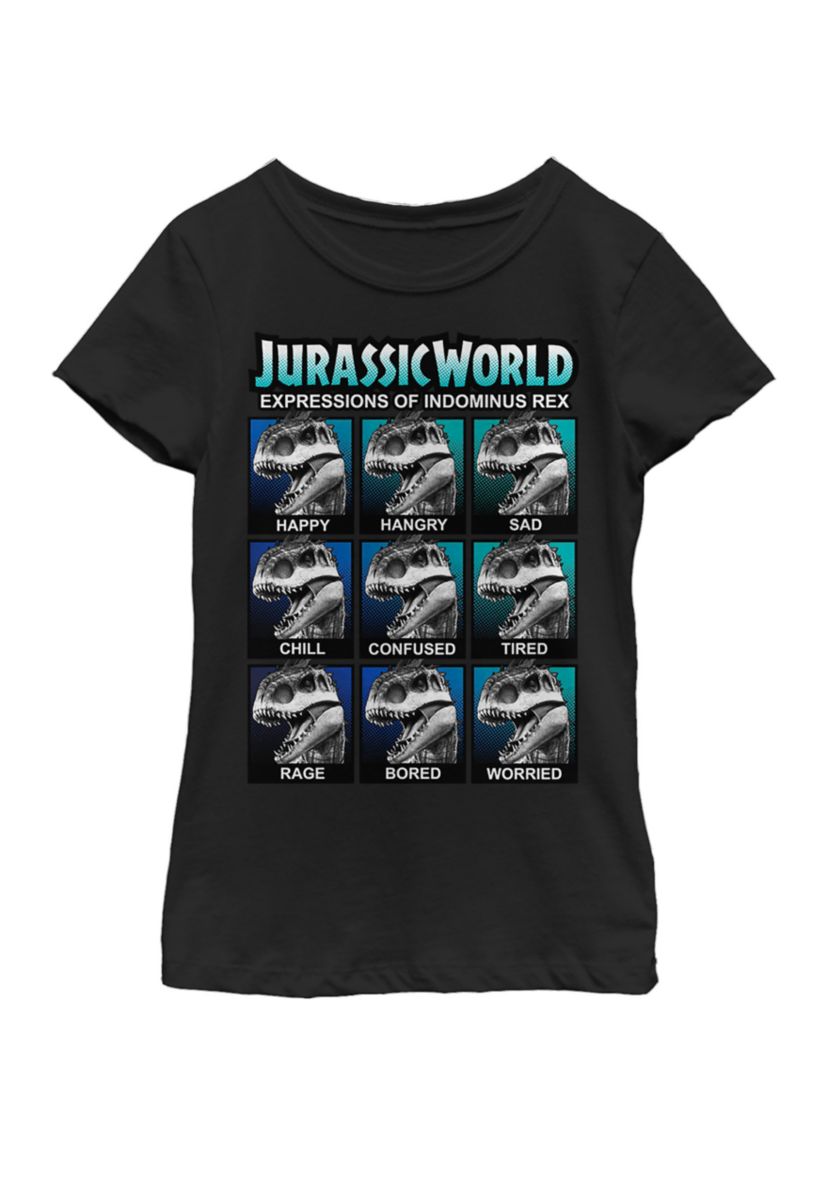 Girls Expressions of Indominus Rex Short Sleeve Graphic T-Shirt