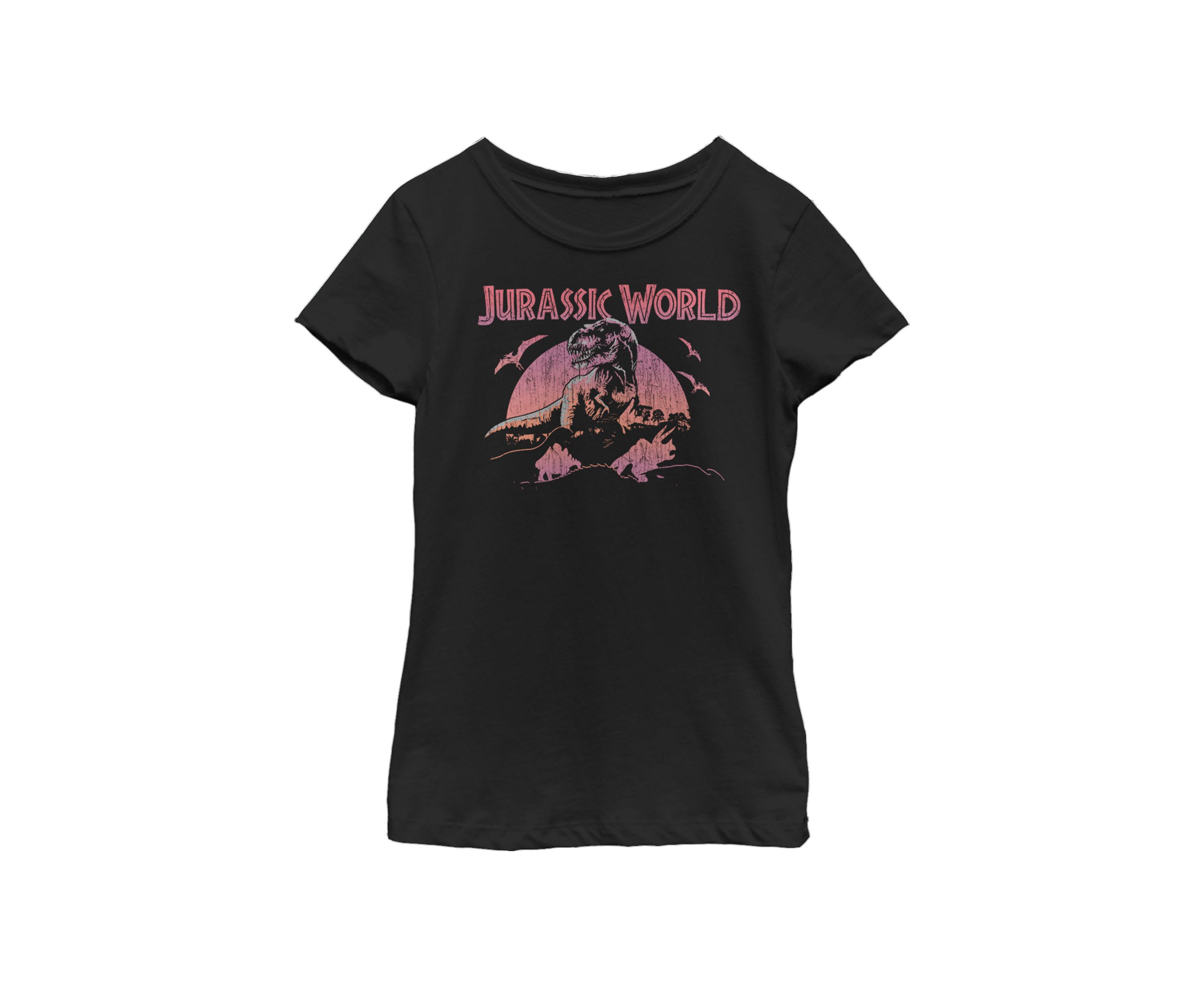 Girls 7-16 Retro Gradient Sunset Silhouette Logo Short Sleeve Graphic T-Shirt
