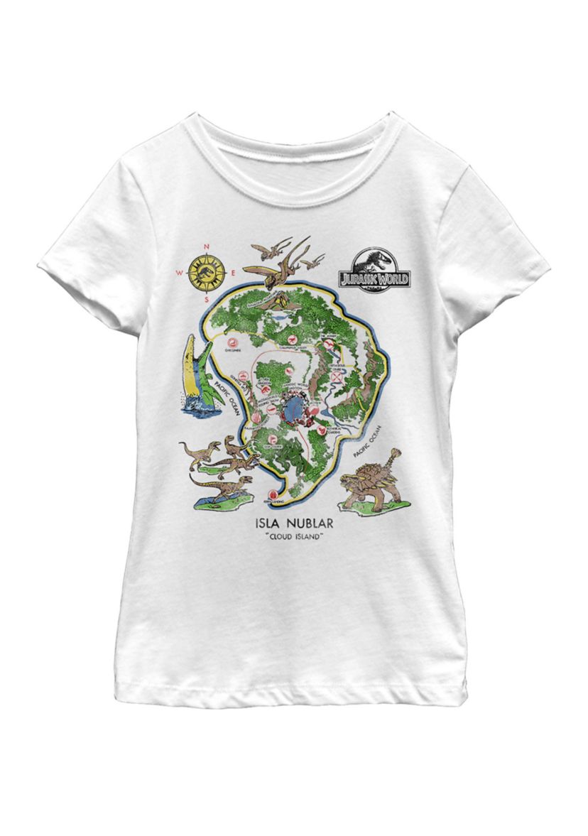 Girls Isla Nublar Map Short Sleeve Graphic T-Shirt