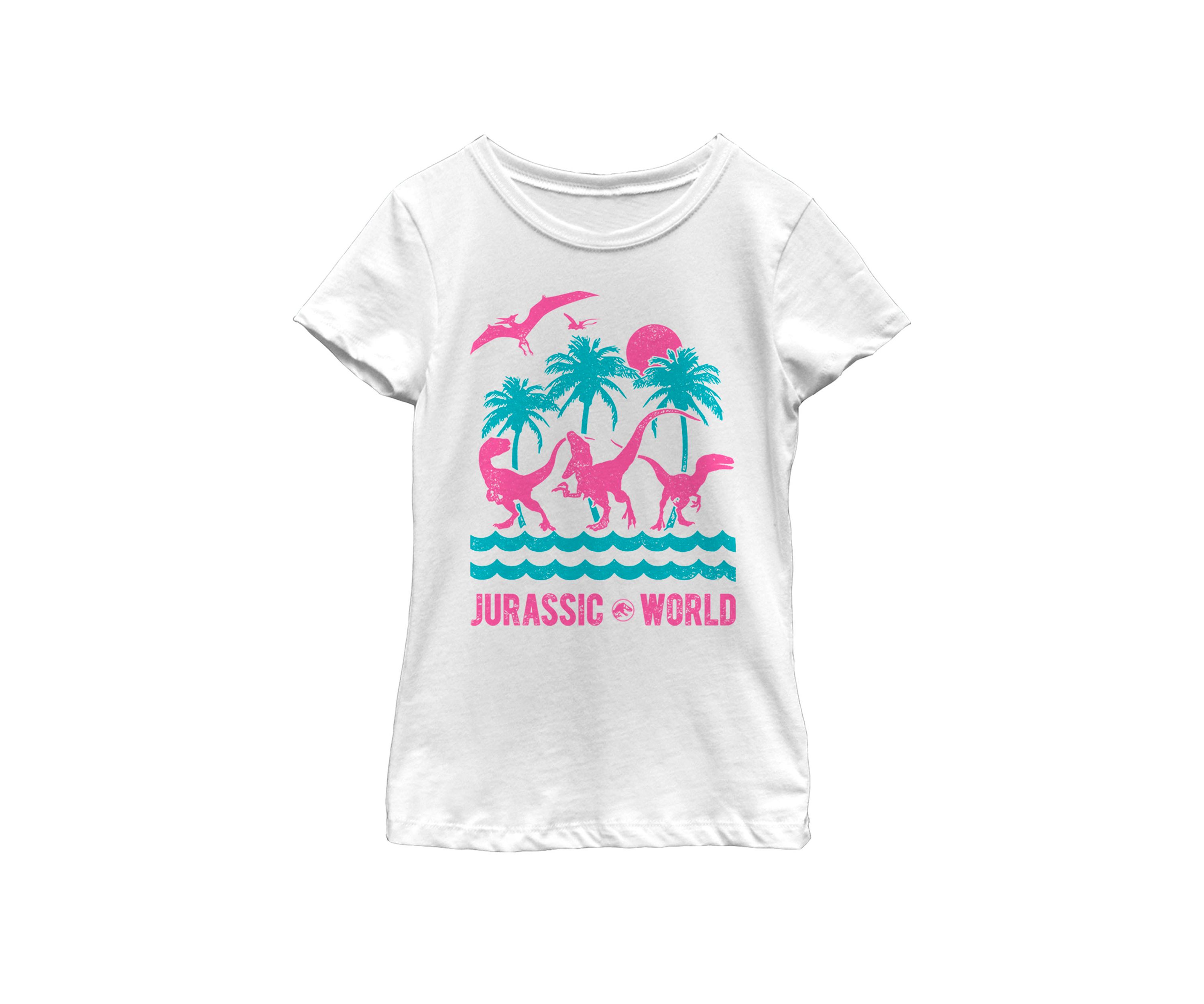 Two Dinosaur Beach Retro Short Sleeve Graphic T-Shirt