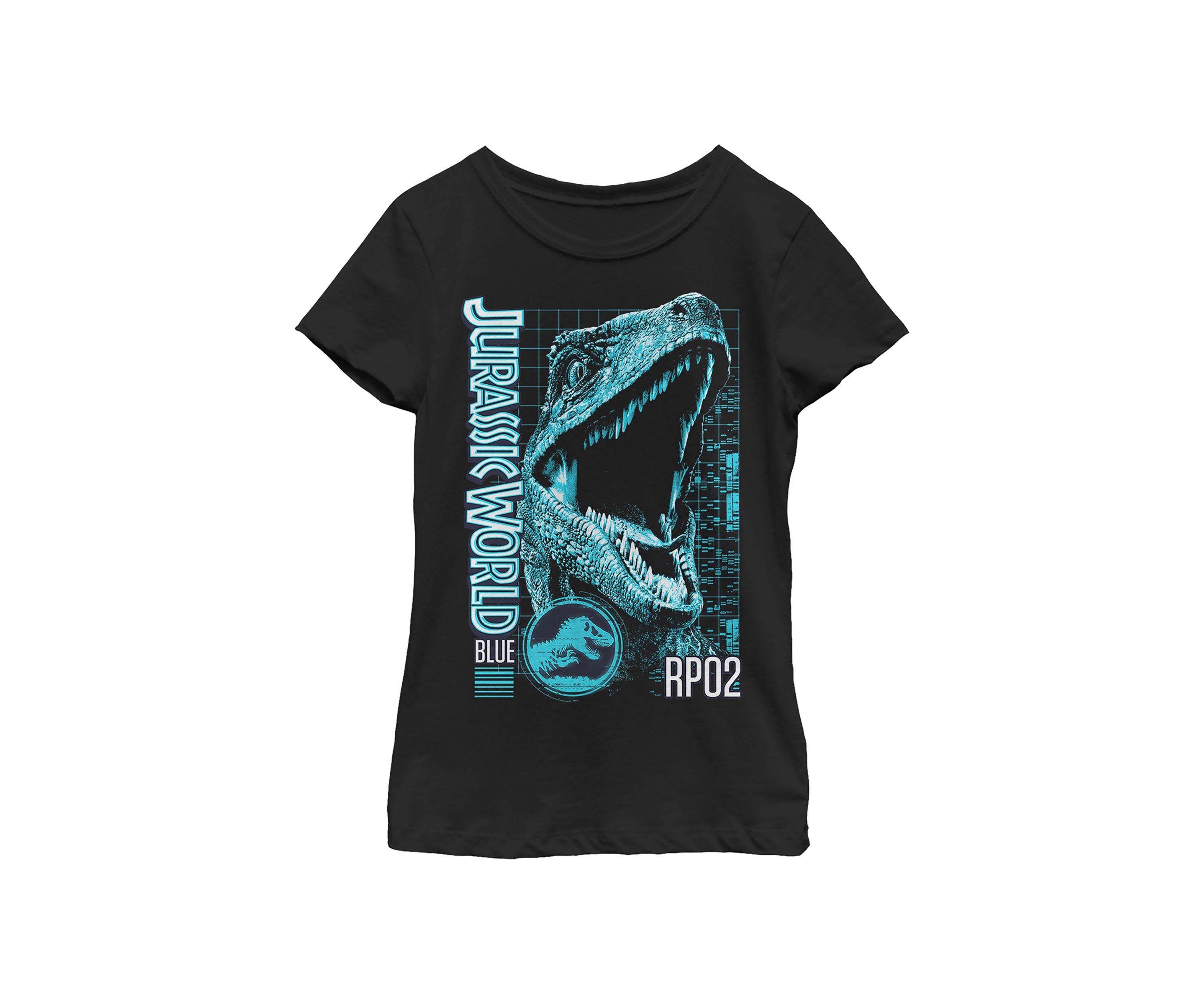 Girls 4-6x Blue Grid Graphic T-Shirt