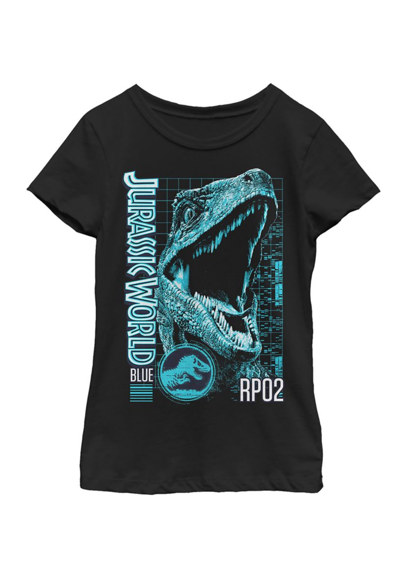 Girls 4-6x Blue Grid Graphic T-Shirt