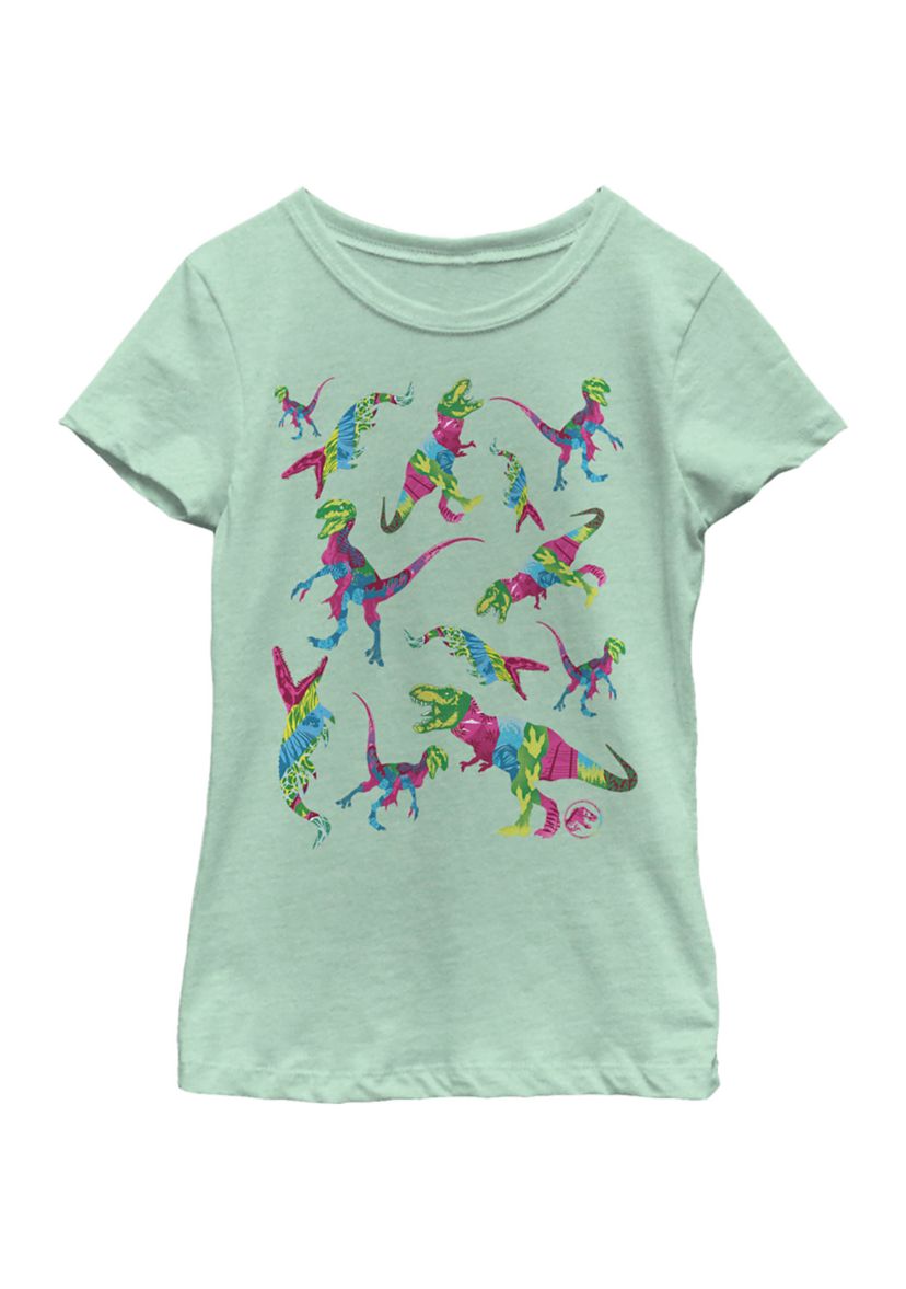 Girls 4-6x Colorful Dino Toss Graphic T-Shirt