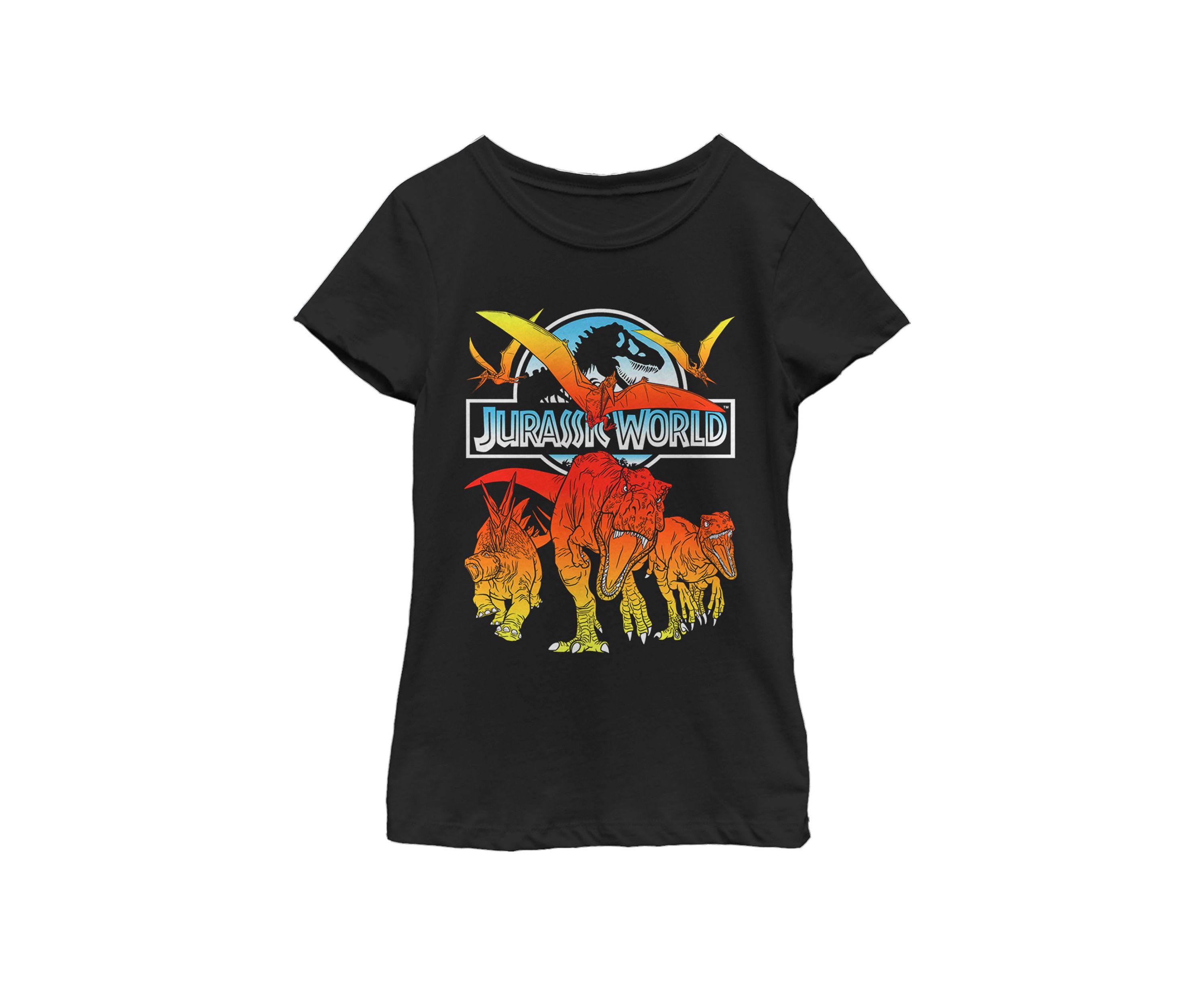 Two Dino Charging Comic Pop Short Sleeve Graphic T-Shirt