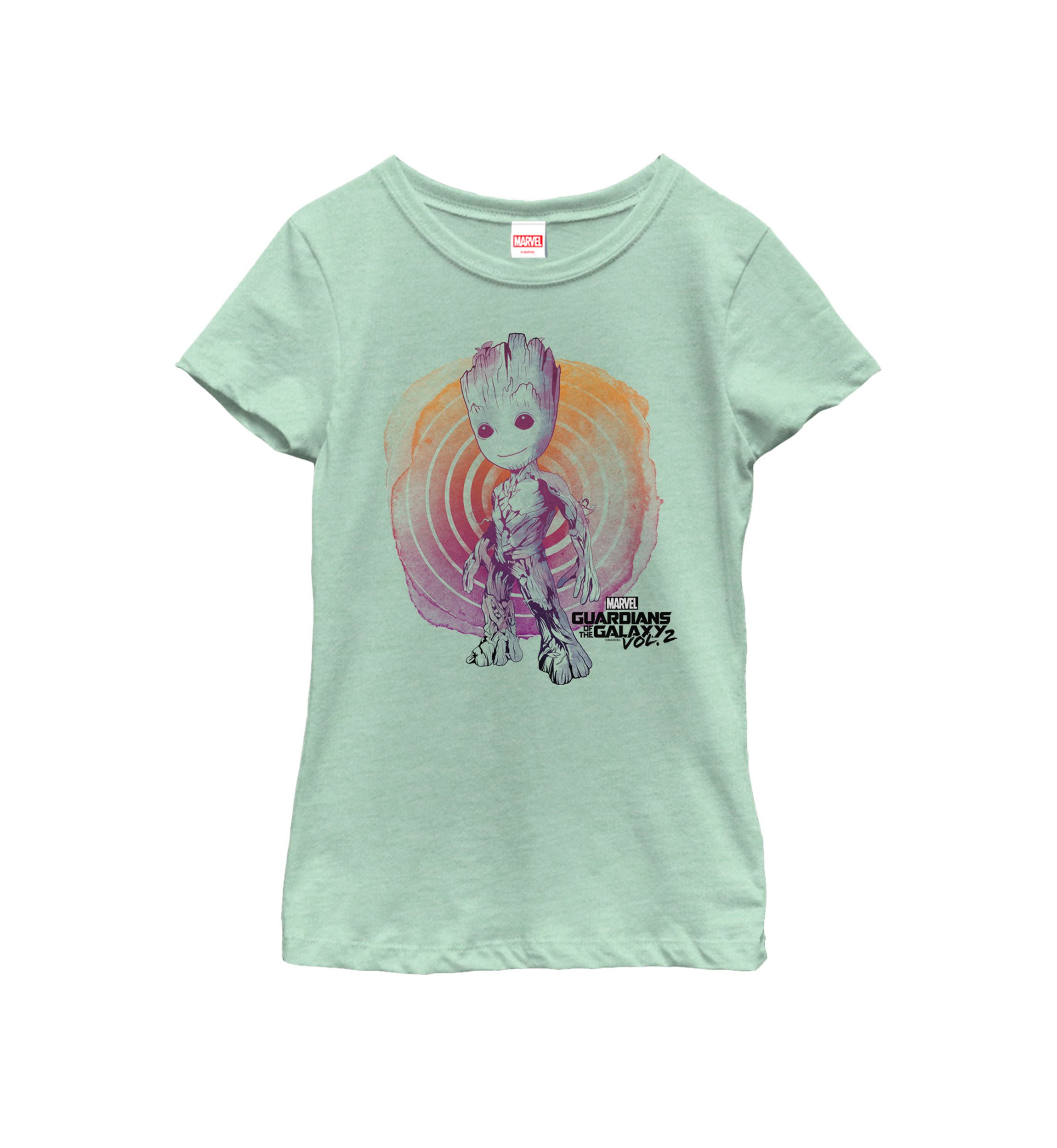 Girls Guardians Vol. 2 Groot Watercolor Swirl Short Sleeve Graphic T-Shirt