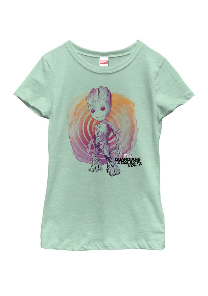 Girls Guardians Vol. 2 Groot Watercolor Swirl Short Sleeve Graphic T-Shirt