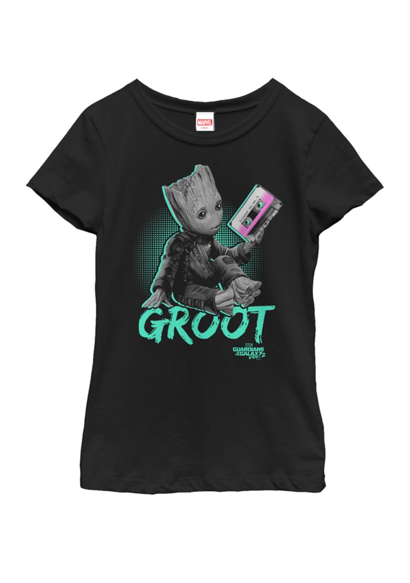 Girls 7-16 Guardians Vol. 2 Baby Groot Neon Tape Short Sleeve Graphic T-Shirt