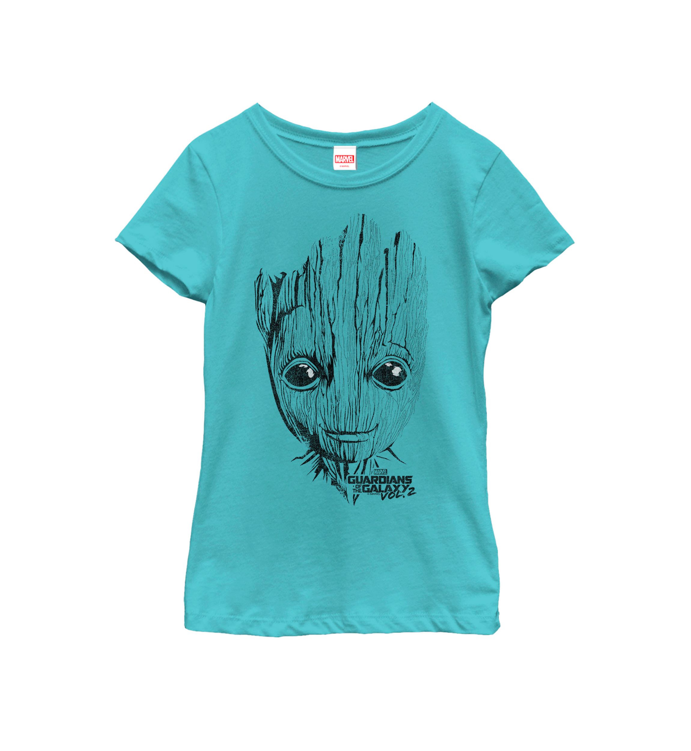 Girls 7-16 Guardians Vol. 2 Groot Lines Face Short Sleeve Graphic T-Shirt