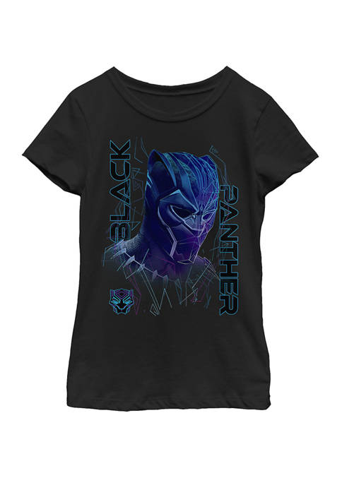 Girls 7-16 Black Panther Movie Geo Tech Purple Portrait Short Sleeve Graphic T-Shirt