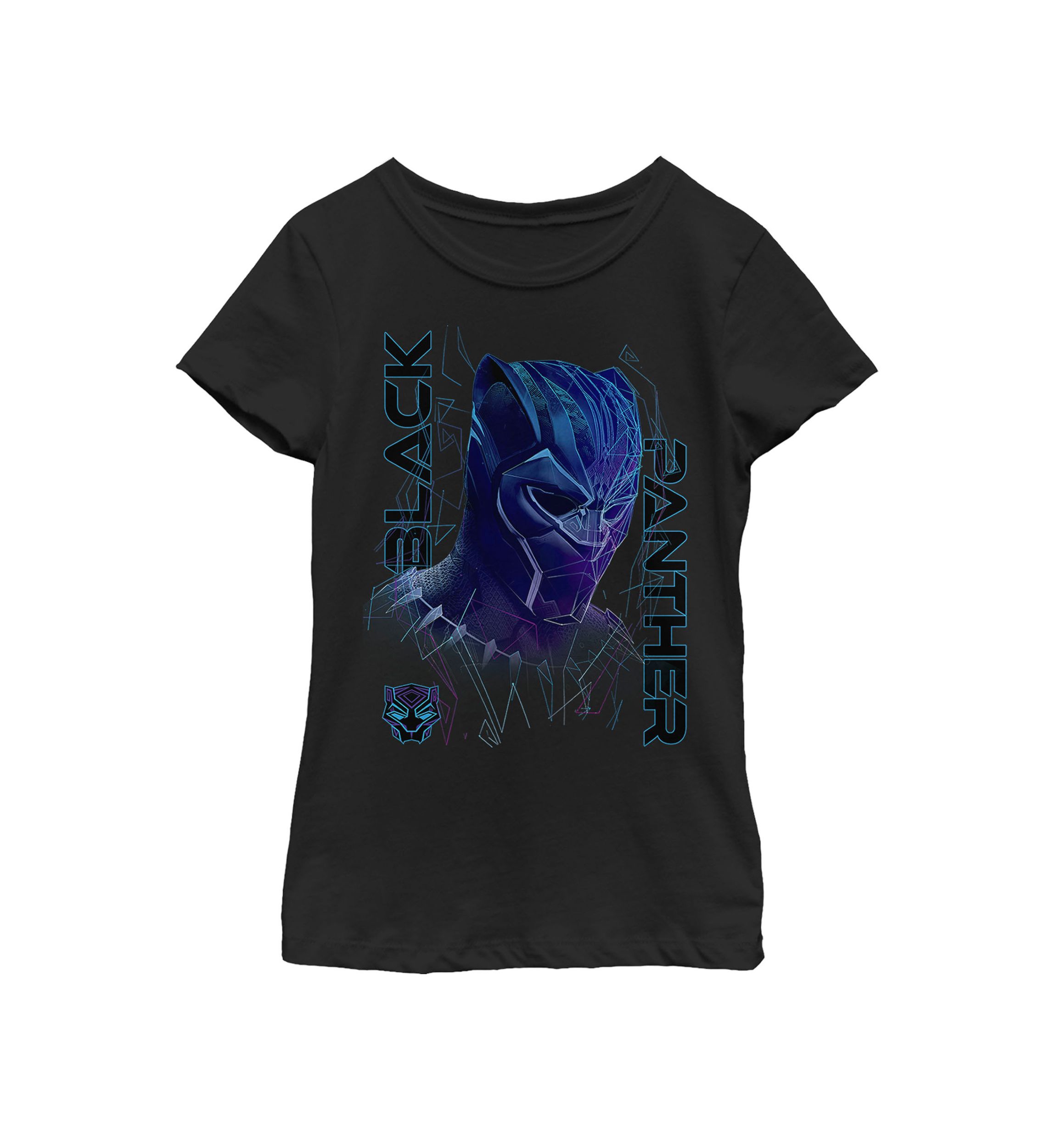 Girls 7-16 Black Panther Movie Geo Tech Purple Portrait Short Sleeve Graphic T-Shirt
