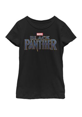 Girls Black Panther Movie Title Logo Short Sleeve Graphic T-Shirt