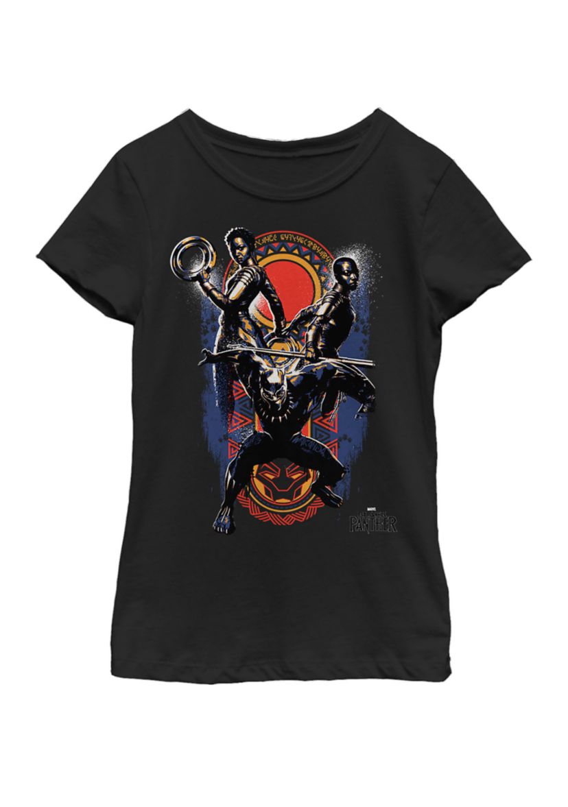 Girls 7-16 Black Panther Movie Warrior Trio Short Sleeve Graphic T-Shirt