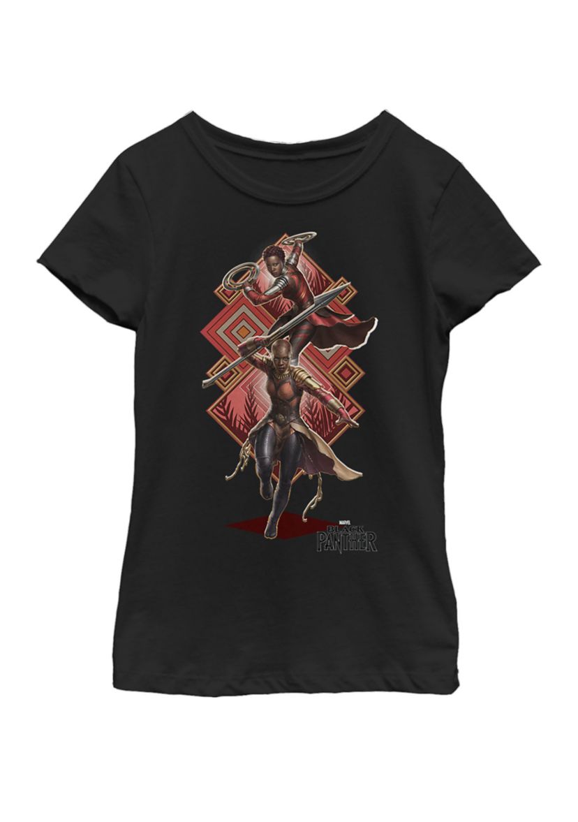 Girls Black Panther Girl Power Short Sleeve Graphic T-Shirt